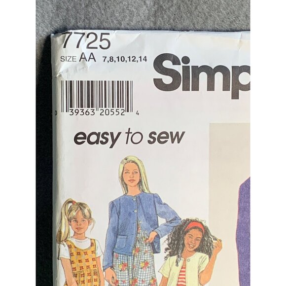 Simplicity Girls Dress Jumper Jacket Skirt Sewing Pattern  7725 Size 7 8 10 12 1 - Picture 2 of 4